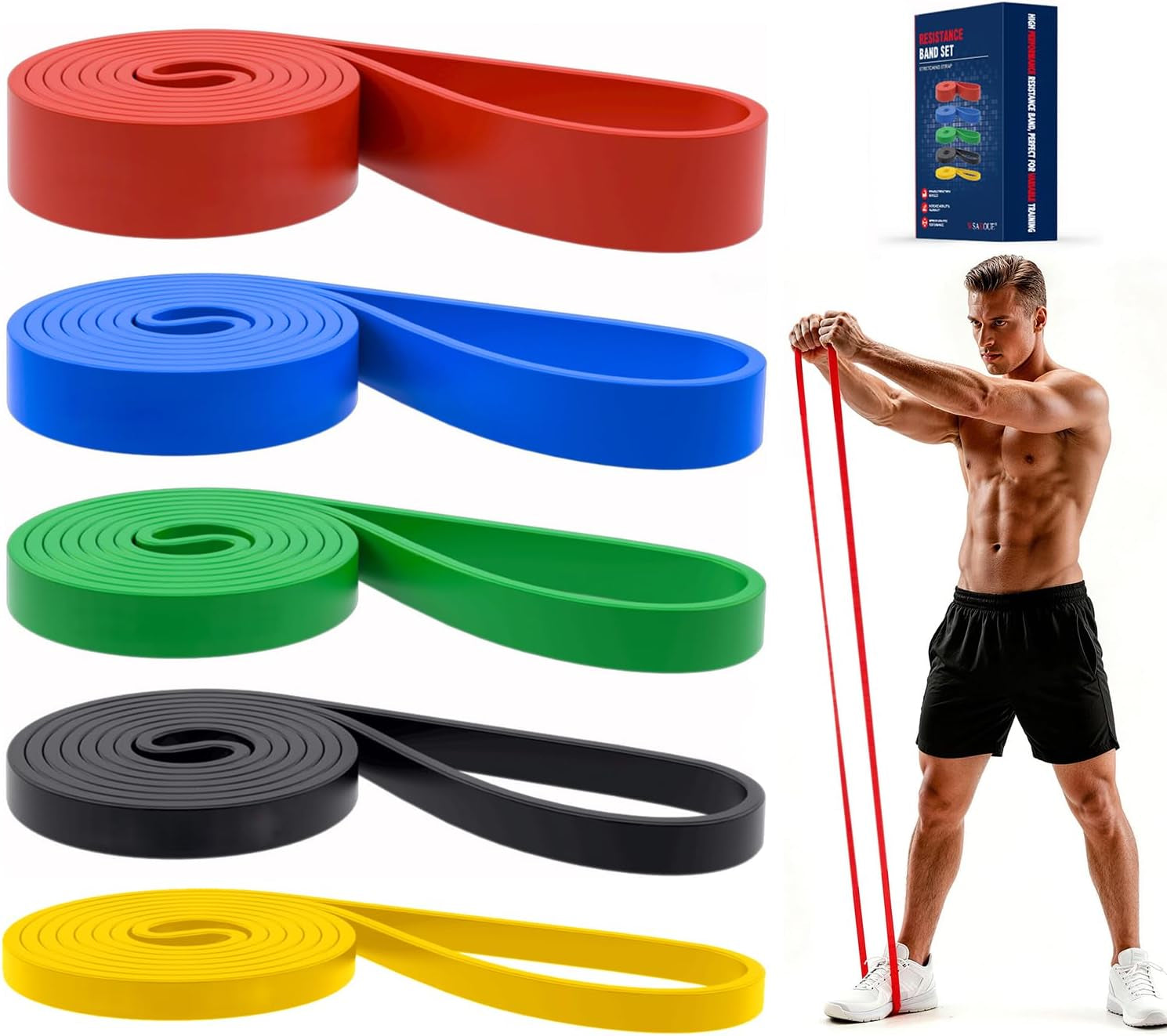 Pull up Bands, Resistance Bands, Pull up Assistance Bands Set for Men & Women, Exercise Workout Bands for Working Out, Body Stretching, Physical Therapy, Muscle Training