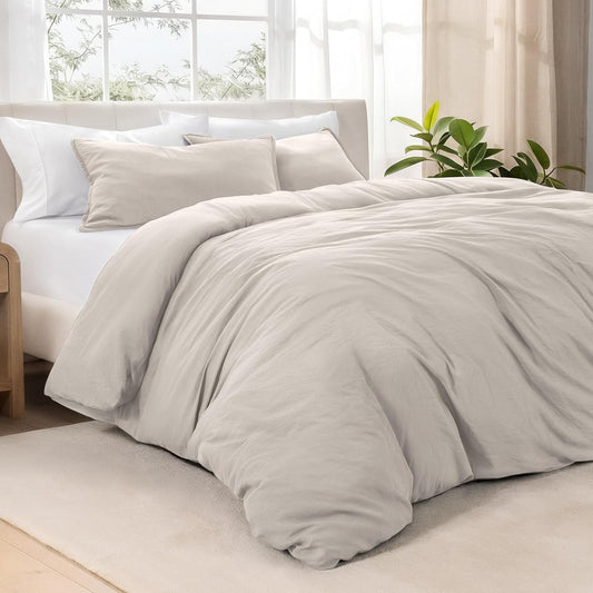 Sandwashed Duvet Cover Twin Size/Twin XL Size - Premium 1800 Collection Duvet Set - Cooling Duvet Cover - Super Soft Duvet Covers (Twin/Twin XL, Sandwashed Fog)
