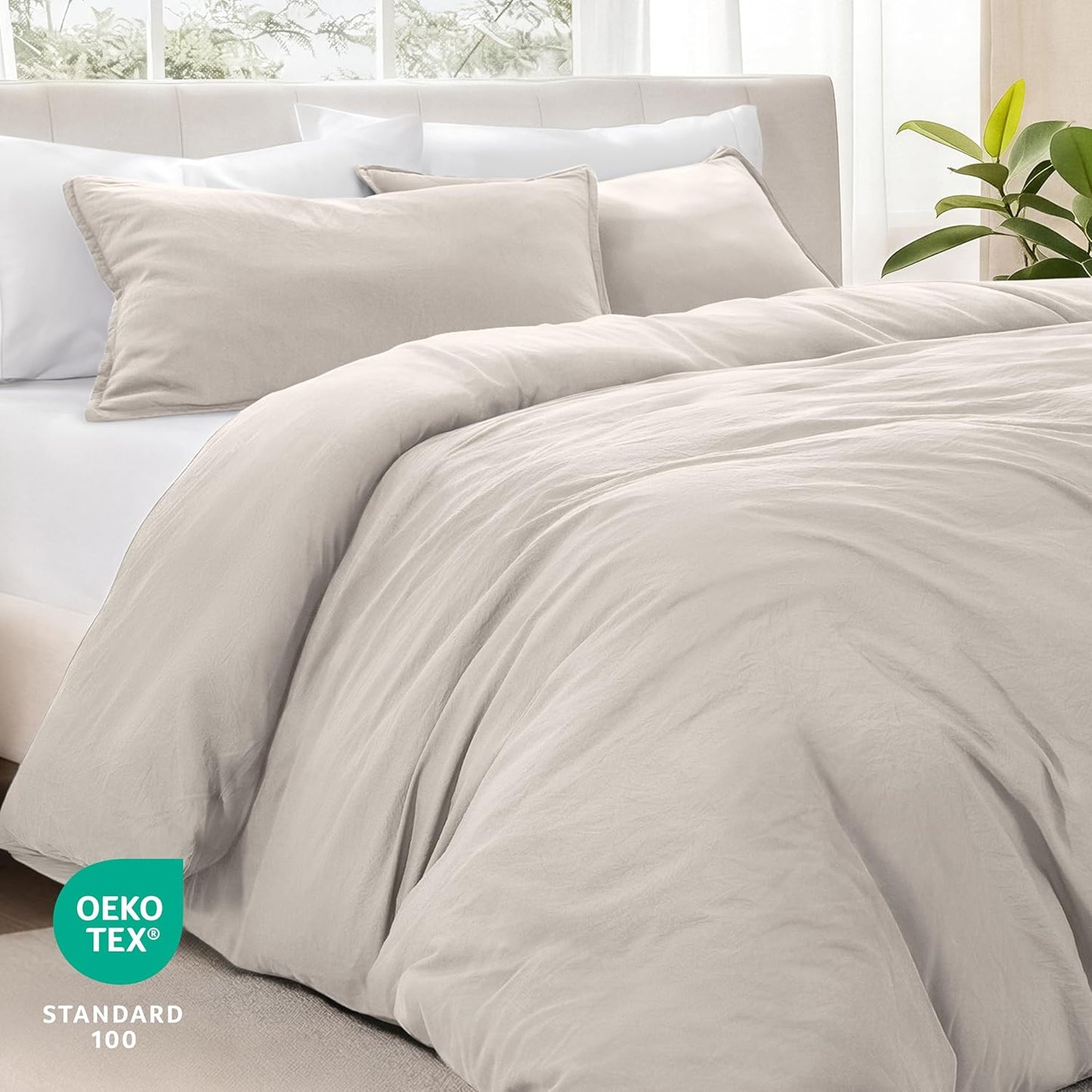 Sandwashed Duvet Cover Twin Size/Twin XL Size - Premium 1800 Collection Duvet Set - Cooling Duvet Cover - Super Soft Duvet Covers (Twin/Twin XL, Sandwashed Fog)